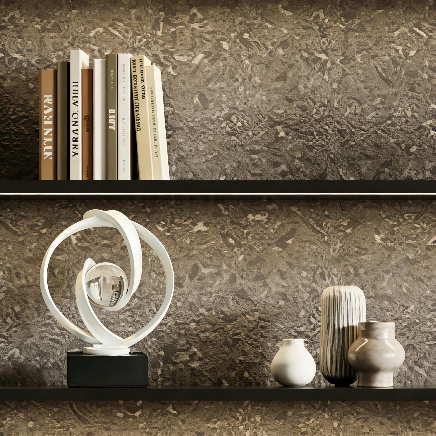 AWNR Gold Abstract Sculpture House Decor Aesthetic - Home Décor Accents for Nightstand, Shelves, Dining Room, Entryway Table, Office, Desk Accessories (White)