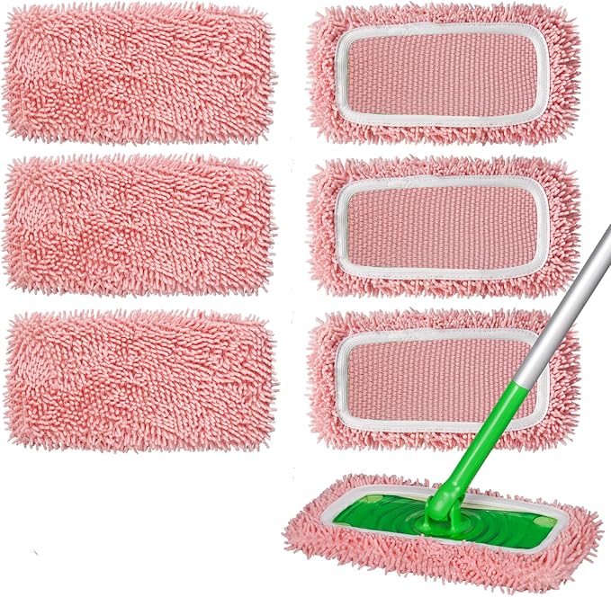 6Pcs Reusable Microfiber Mop Pads Compatible