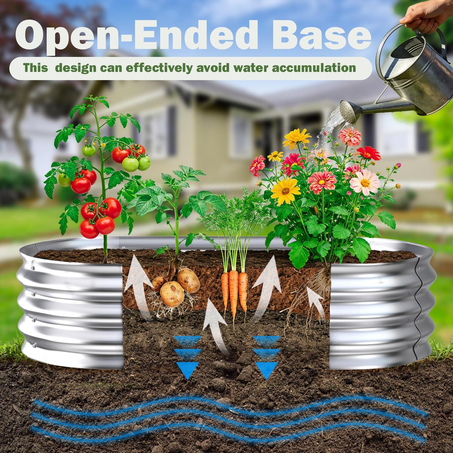 Tegarbed Galvanized Raised Garden Bed Outdoor, 4x2x1ft(2Pack) Metal Heavy Duty Planter Boxes for Gardening, Easy Assemble Bottomless Small Oval Plant Container Kit for Vegetable, Flower, Fruit, Silver