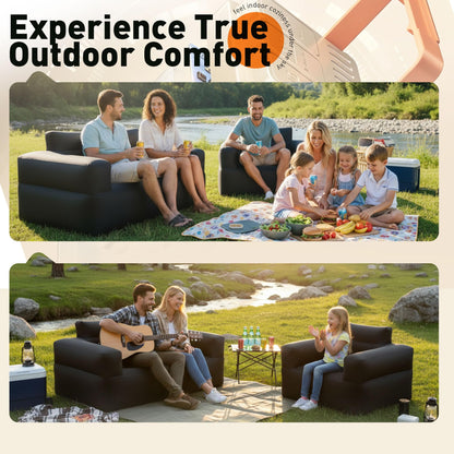 Vusananc Inflatable Couch for Camping, Inflatable Sofa with Built-in Pump, Inflatable Outdoor Camping Couch, Great for Glamping Backyard Beach RV Travel and Music Festival (Double Sofa)