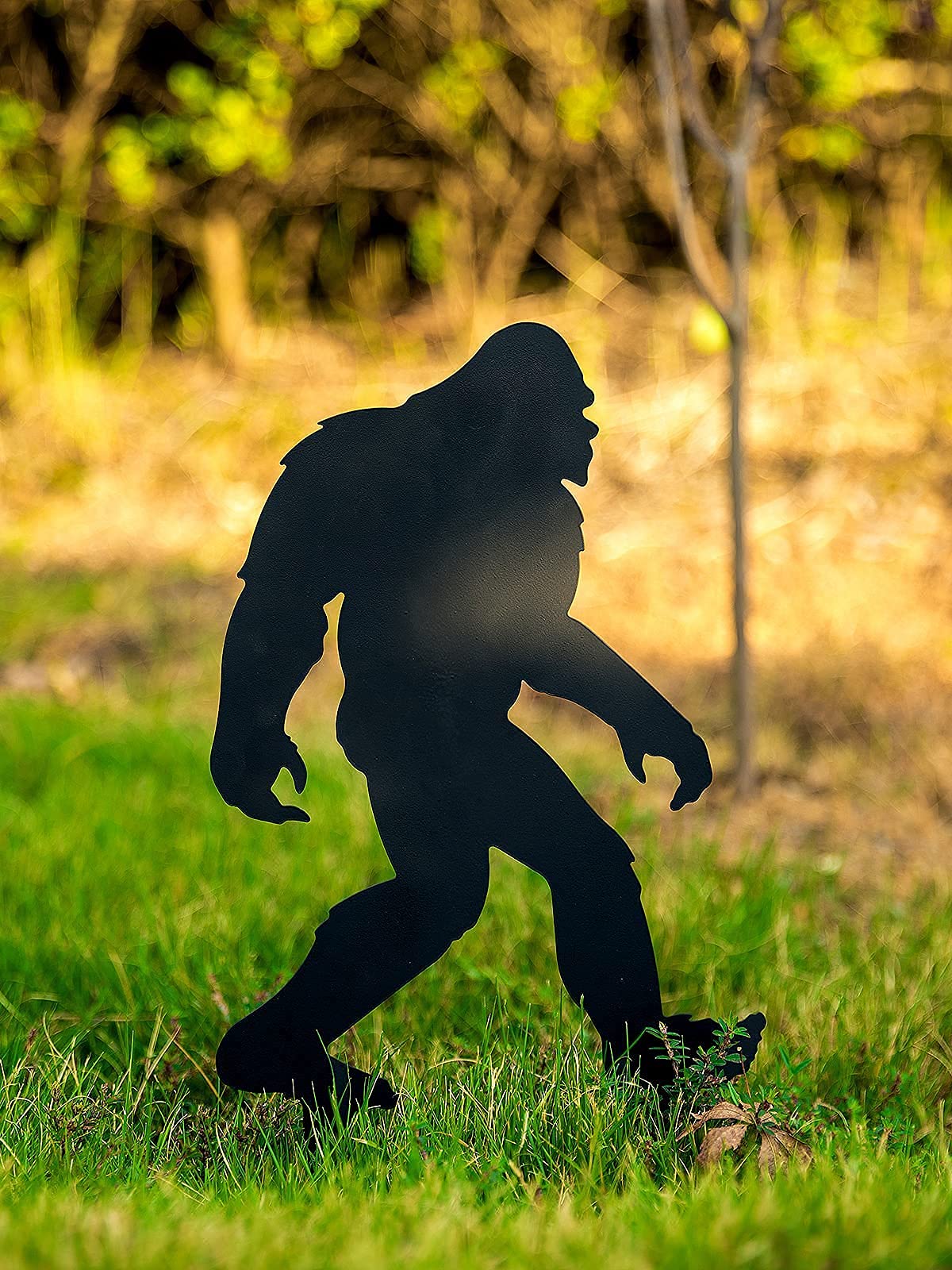 CINPIUK Bigfoot Garden Stake, Metal Sasquatch Yard Sign Christmas Outdoor Decoration Black Bigfoot Sculpture for Lawn Patio Decor