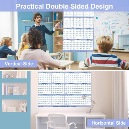 32" x 48" Academic Wall Calendar 2026-2027, July 2026 - June 2027 Folded Wet & Dry Erase, Large Wall Calendar 12 Month, Vertical/Horizontal Reversible, School Yearly Wall Planner with Julian Dates