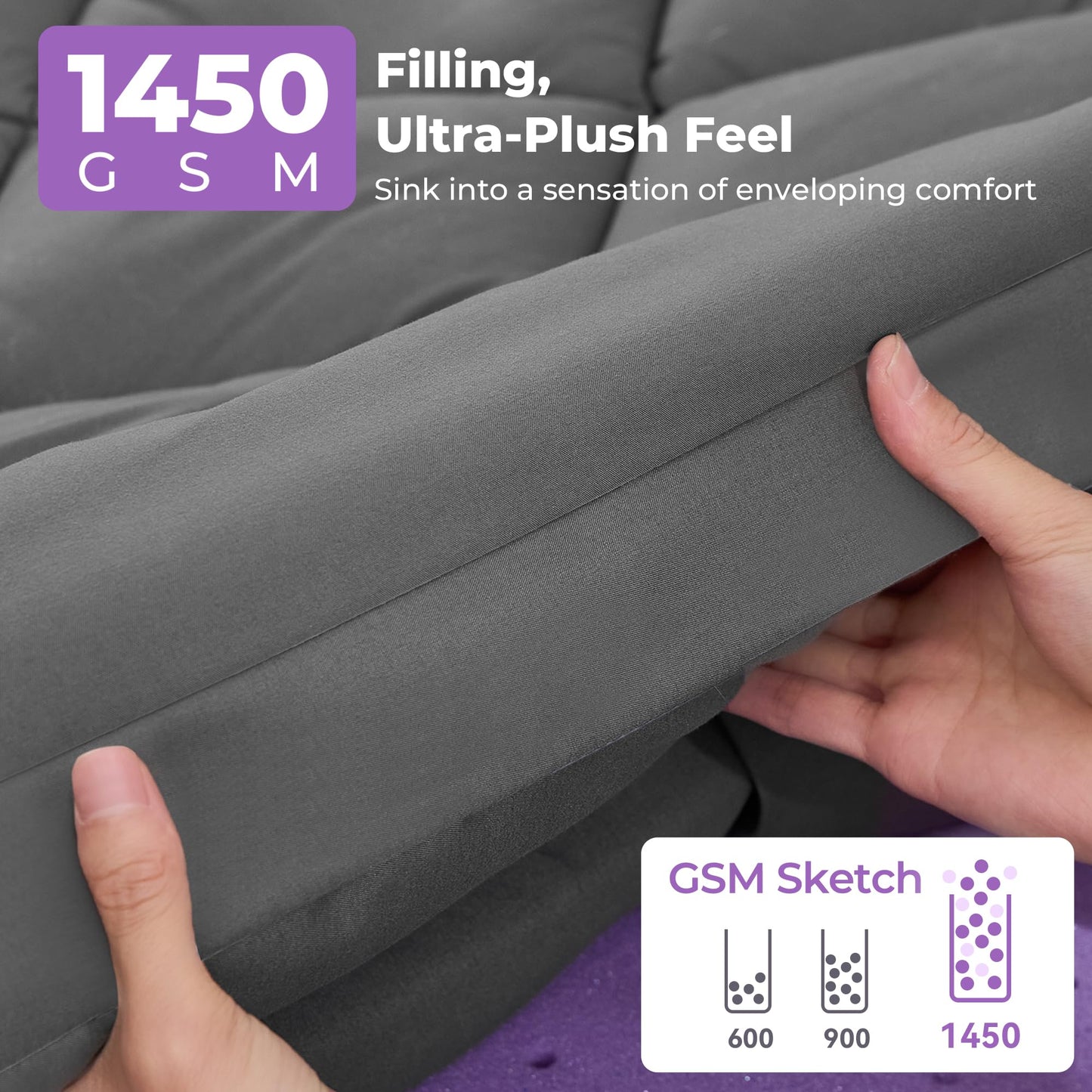 SINWEEK 4 Inch Dual Layer Memory Foam Mattress Topper Twin Size, 2 Inch Gel Memory Foam Plus 2 Inch Plush Soft Pillow Top Cover Filled with 1450GSM Down Alternative Filling,White