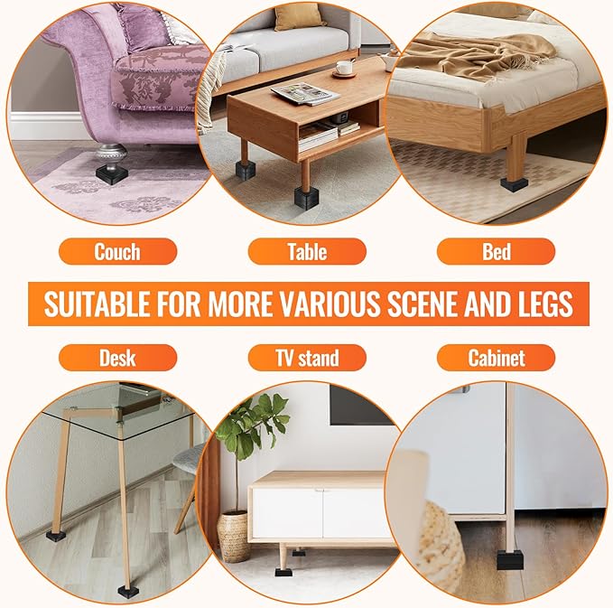 Furniture Risers Heavy Duty Adjustable Bed Risers Blocks Lift 4, 2 inches