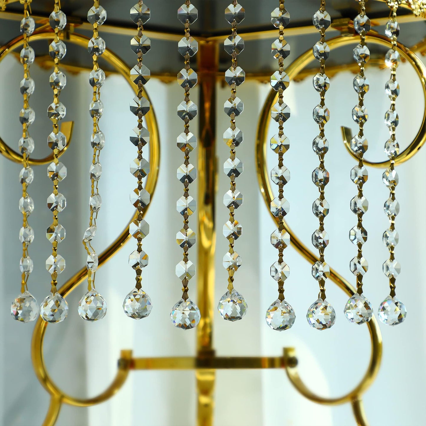 10pcs Crystal Garland Strands Hanging Glass Chandelier Beads Chains Glass 20mm Balls Prisms with Beads Pendants Crystal Chandelier Parts Replacements Christmas Party Garden Decoration