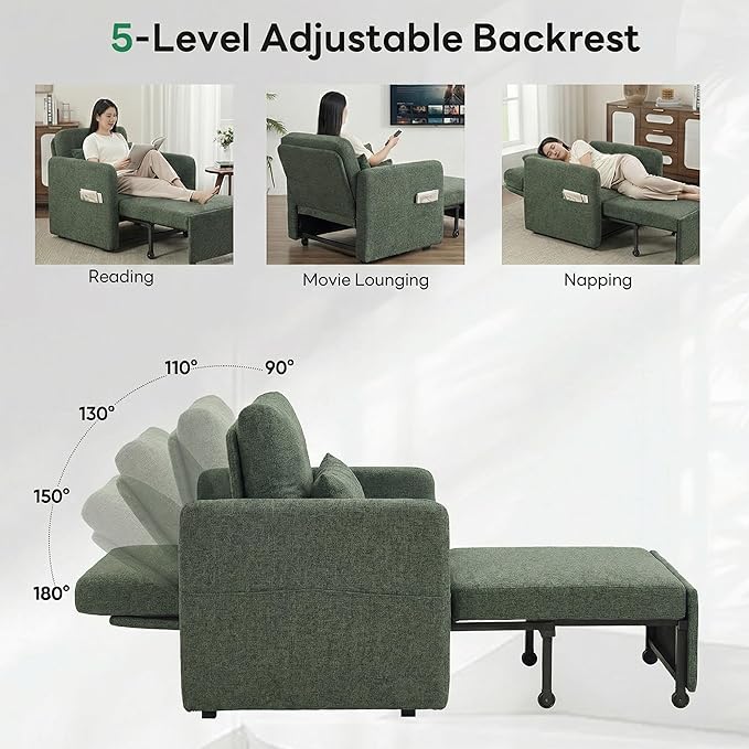 Iroomy 5-Level Adjustable Convertible Sleeper Chair Set of 2, 3-in-1 87'' Long