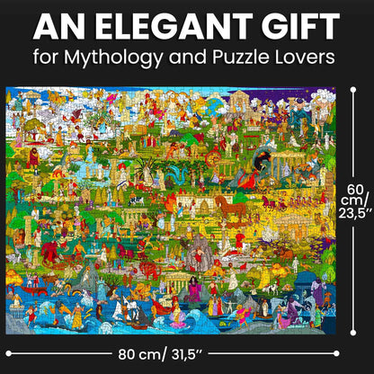 QUOKKA 1000 Piece Jigsaw Puzzle for Adults Greek Gods – Puzzles for Adults 1000 Pieces Premium Box Packaging - Extra Fun with Hidden Secrets & Audio Story – Perfect Relaxation & Creativity & Gift