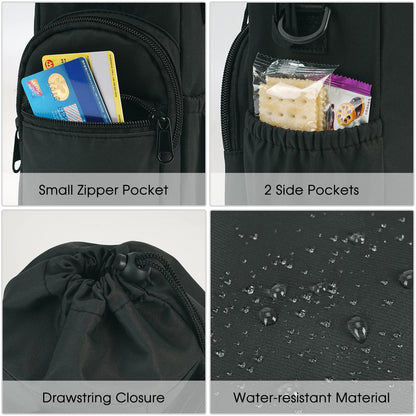 sportsnew Water Bottle Holder with Strap 32oz 40oz Crossbody Insulated Cup Sleeve Water Bottle Carrier Sling Bag with Phone Pocket Pouch for Walking Hiking Travelling, Black