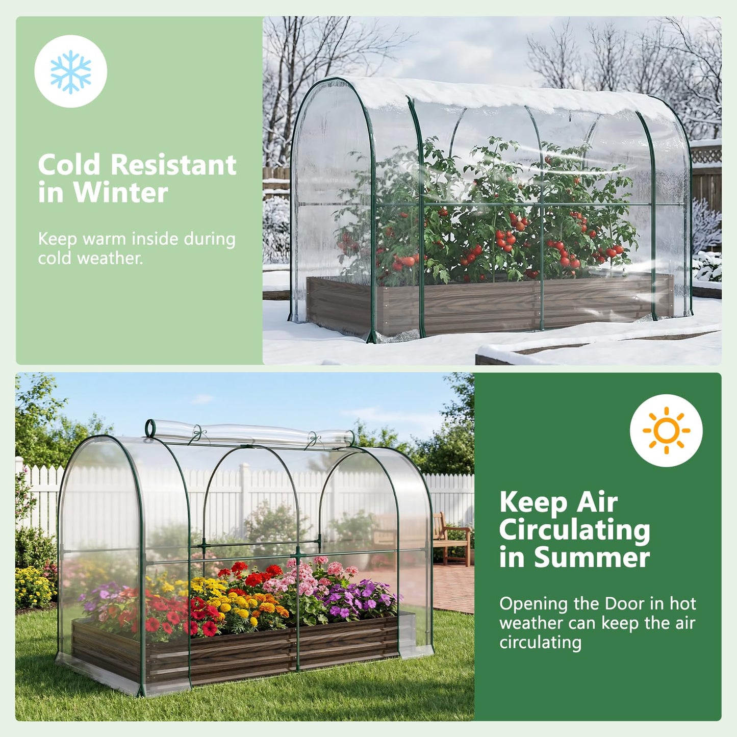 Galvanized Raised Garden Bed for Gardening Vegetables with Cover, 82.7"x43.3"x47.2" Outdoor Metal Planter Box Kit with Roll-Up Large Screen Windows Mini Greenhouse for Growing Vegetables Flower