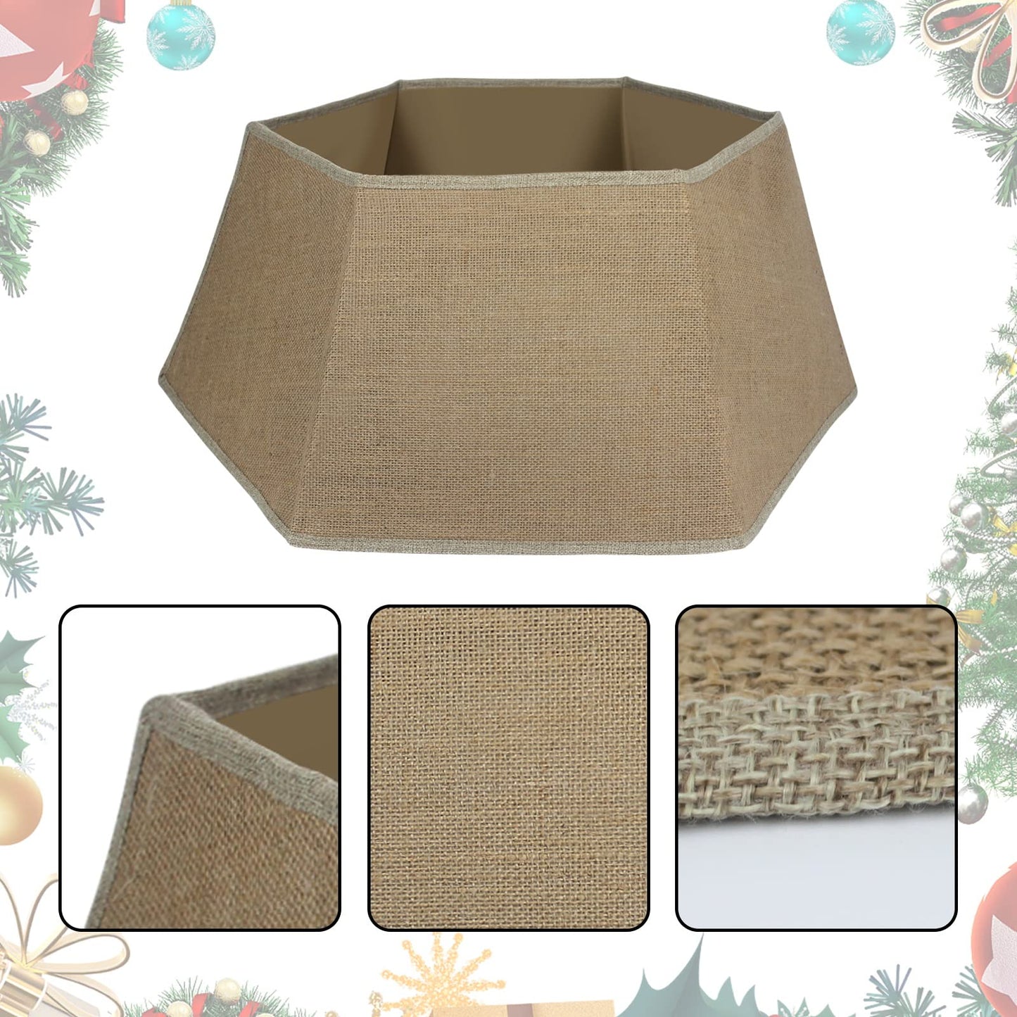 SHENG HONG 30 Inch Christmas Tree Collar Buffalo Plaid Christmas Tree Skirts Tree Ring Christmas Decorations for Party Holiday Home Decoration - Flax