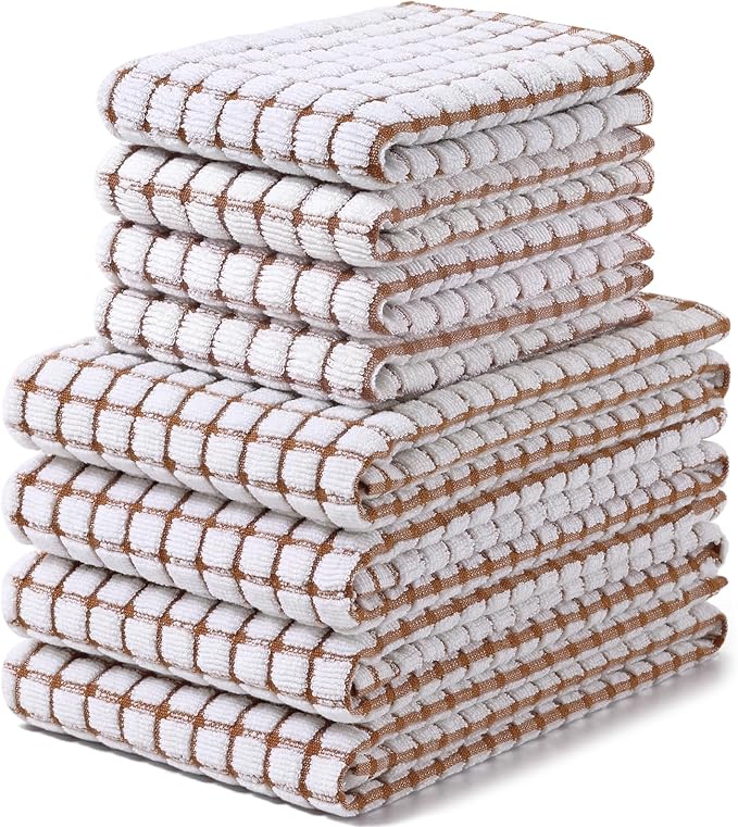 Homaxy Kitchen Towels and Dishcloths Set, 16 x 25 and 12 x 12 Inches, Super