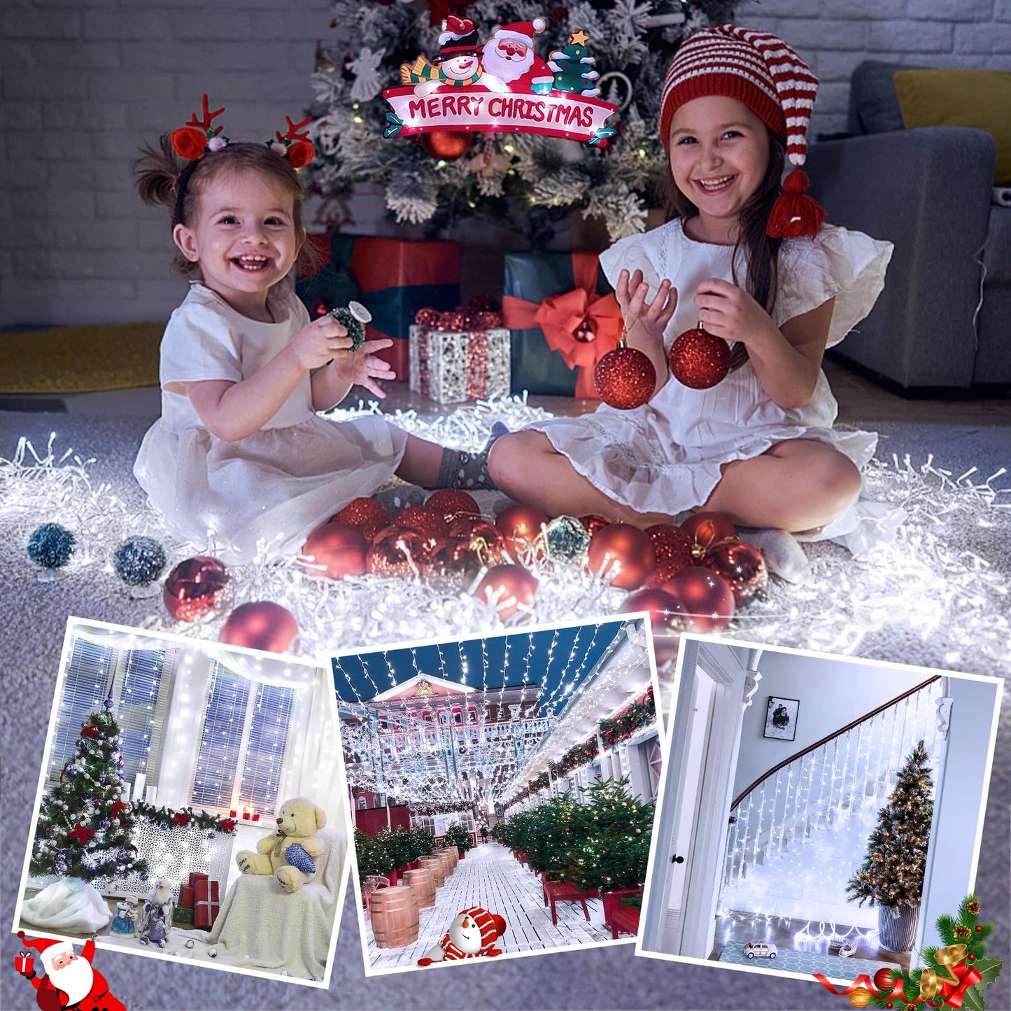 JMEXSUSS 66ft 200 LED White Christmas Lights Indoor Outdoor, Connectable String Twinkle Lights Outdoor Clear Wire Plug in for Bedroom House Fireplace Christmas Tree Decoration