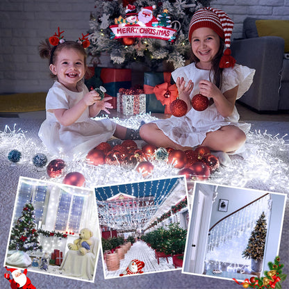 JMEXSUSS 66ft 200 LED White Christmas Lights Indoor Outdoor, Connectable String Twinkle Lights Outdoor Clear Wire Plug in for Bedroom House Fireplace Christmas Tree Decoration