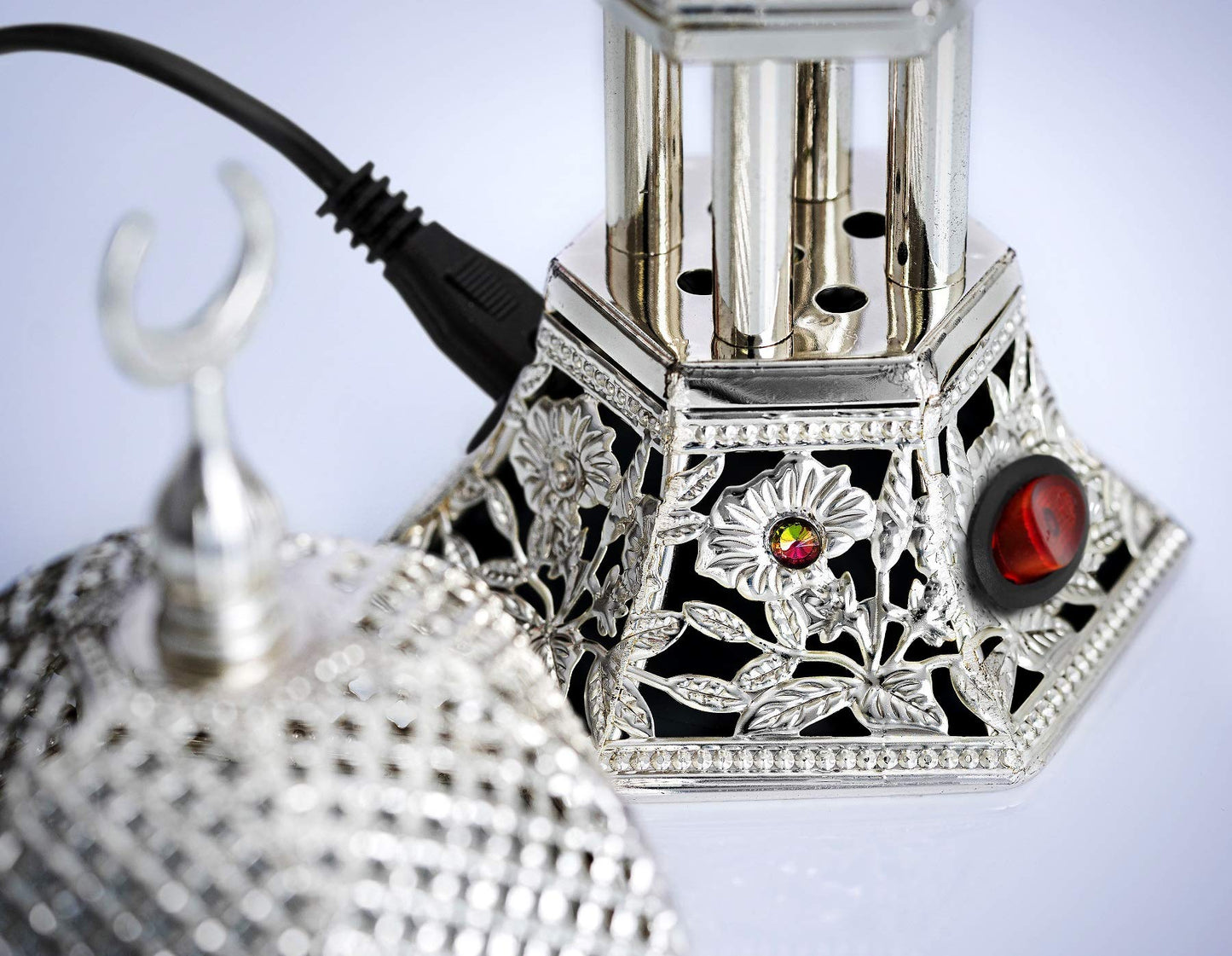 AM Regulator Electric Incense Burner – Adjustable Temperature and Timer Oud Burner for Bakhoor, Frankincense, Resin and Essential Oils - Safe Aromatherapy Burner for Home and Office (Silver)