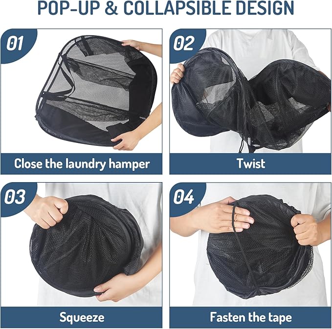 Seiritex Mesh Popup Laundry Hamper 3 Compartment Sortable Horizontal