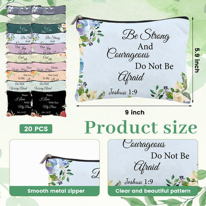 DONQTWAY 60 Pcs Christian Gifts Bulk for Women Christian Gifts Include 20 Bible Verse Canvas Makeup Bags 20 Mini Mirror 20 Bible Inspirational Keychains for Church Women Mother Appreciation Supplies
