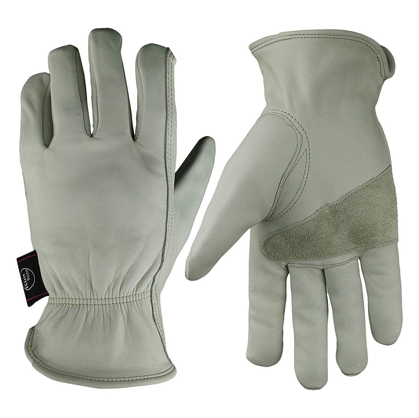 KIM YUAN Leather Work Gloves for Gardening/Cutting/Construction/Motorcycle, Men & Women, Elastic Wrist with Palm, M/L/XL (XXL) 1 Pair