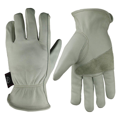 KIM YUAN Leather Work Gloves for Gardening/Cutting/Construction/Motorcycle, Men & Women, Elastic Wrist with Palm, M/L/XL (XXL) 1 Pair