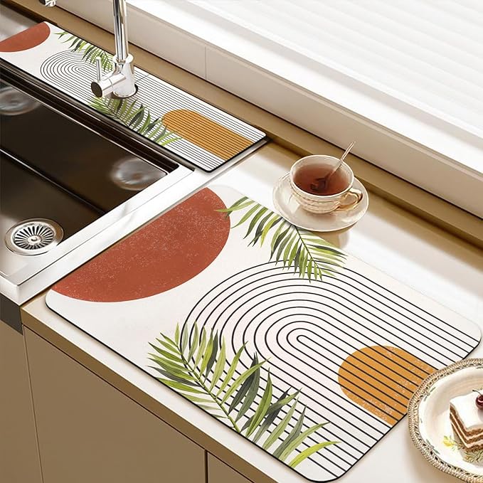 24.5" x 15.5" Dish Drying Mat & 24" x 5.5" Sink Splash Guard, Super Absorbent