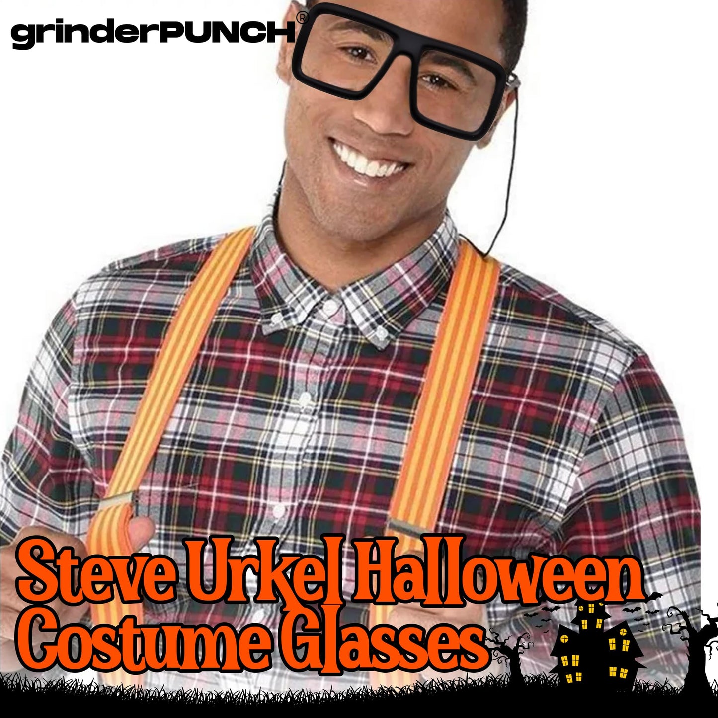 grinderPUNCH Thick Square Frame Clear Lens Glasses Eyeglasses Super Oversized Fashion and Costume - Matte Black