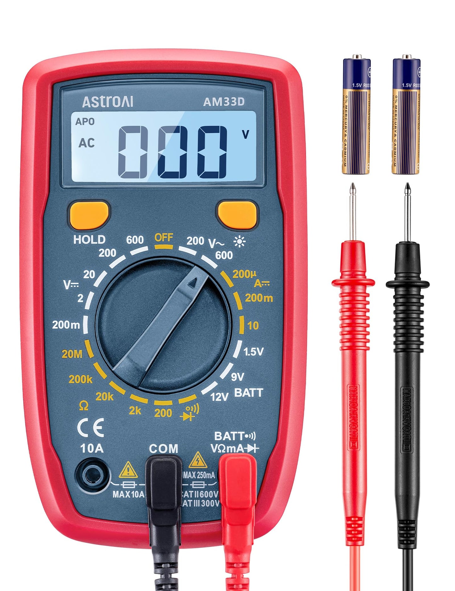 AstroAI Digital Multimeter Voltmeter Ohmmeter Ammeter Multi Tester Meter with Backlit LCD Electronic Test Meter