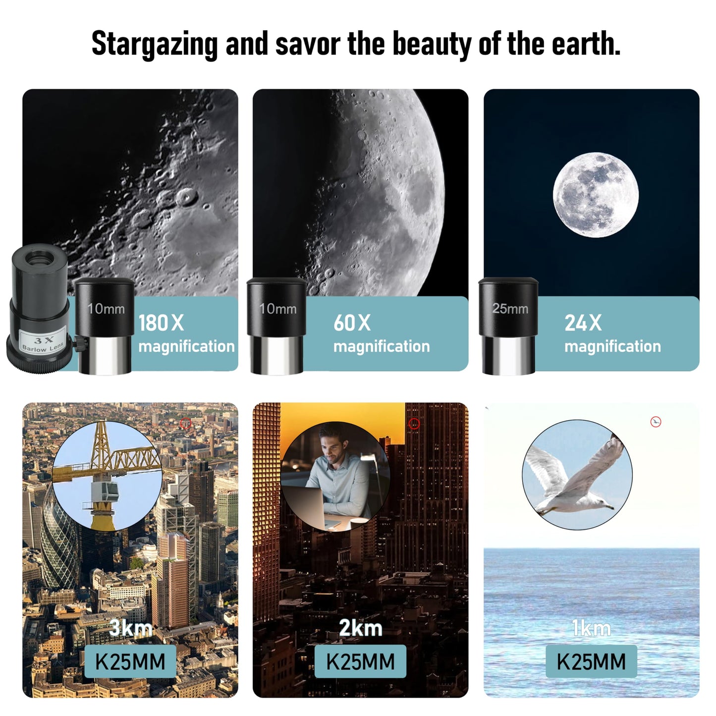 Telescope,Galaeyes 90mm Aperture 600mm FL, Telescope for Adults High Powered,Metal AZ & Stainless Steel Tripod, with Phone Adapter and Bag,Aperture 90mm