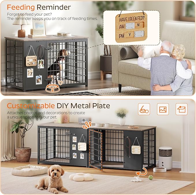 YATINEY Foldable Dog Crate Furniture, Dog Crate
