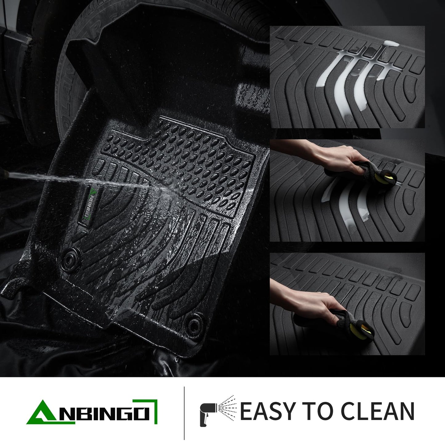 ANBINGO® Floor Mats & Backseat Cargo Liner for Kia Seltos 2024 2025 2026, TPE All Weather Mats 2024 2025 2026 Seltos S, LX, EX, X-Line, Cargo Tray in The Highest Position (Only for U.S.A. and Canada)