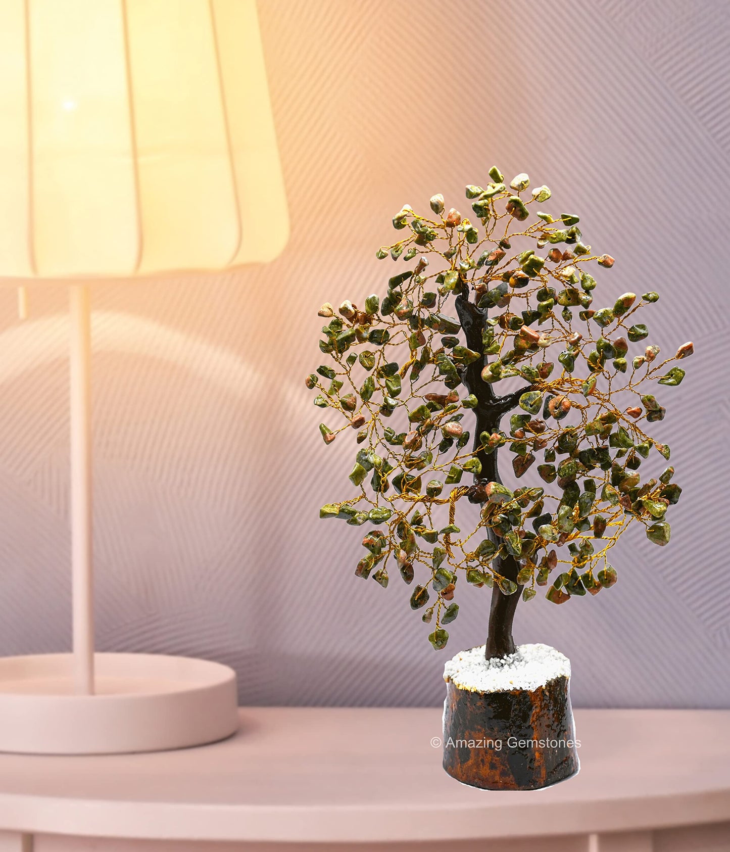 Unakite Natural Healing Premium Crystal Bonsai Feng Shui Fortune Money Tree of Life for Home Office Decor (Gift Box Ready,10-12 Inch)