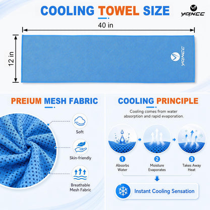 YQXCC 4 Pack Cooling Towels 40"x12", Cool Ice Towels for Neck & Face, Microfiber Soft Breathable Cool Rags for Gym Yoga Golf Running Camping Hot Weather