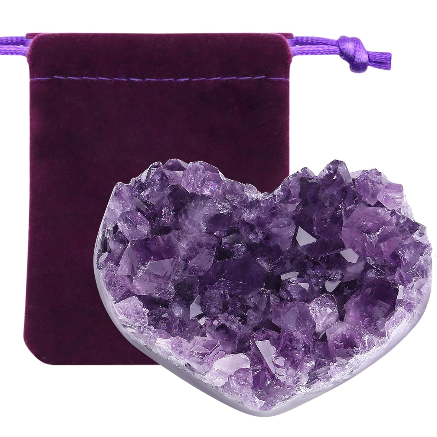 ZHIYUXI Amethyst Crystals and Healing Stones Heart Shaped Rocks Meaningful Birthday Gifts Geode Gemstones Good Luck Gifts Purple Gifts for Women Purple Room Decor Raw Crystals Cluster Reiki 1.2-1.6"