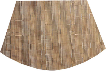 SHACOS Round Table Placemats Set of 4 Wedge Shape Woven Vinyl Place Mats Heat Resistant Wipe Clean Round Table Mats Home Table Decor (4, Tan)