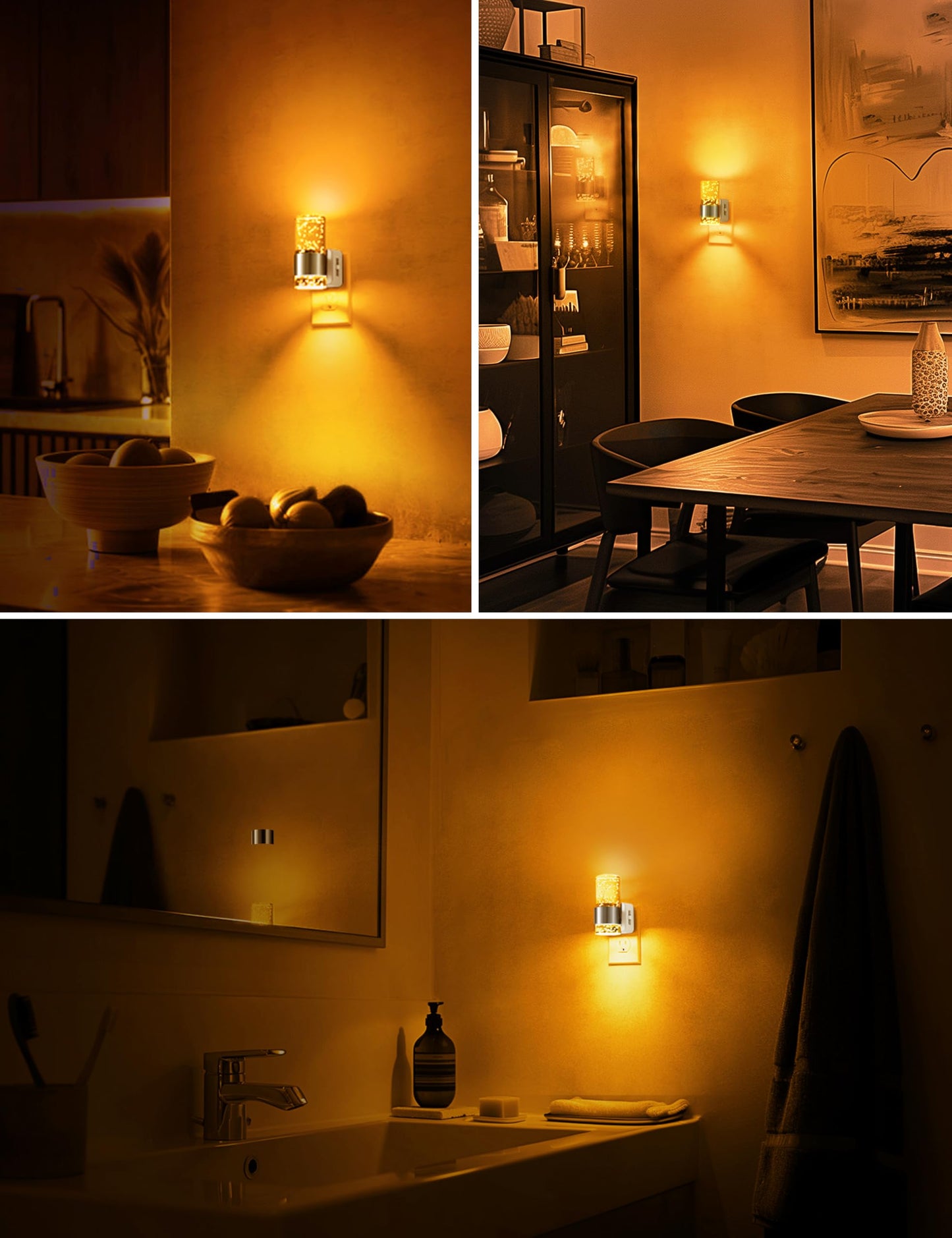 L LOHAS LED Night Light,Dimmable Night Lights Plug into Wall, 2 Pack Acrylic Nightlights with 0-100 LM Adjustable Brightness, 3000K Plug in Night Light with Dusk to Dawn Sensor, for Bathroom Hallway