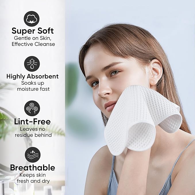 Microfiber Waffle Face Towels, 2 Pieces, Fast Drying, Lint Free 430 GSM