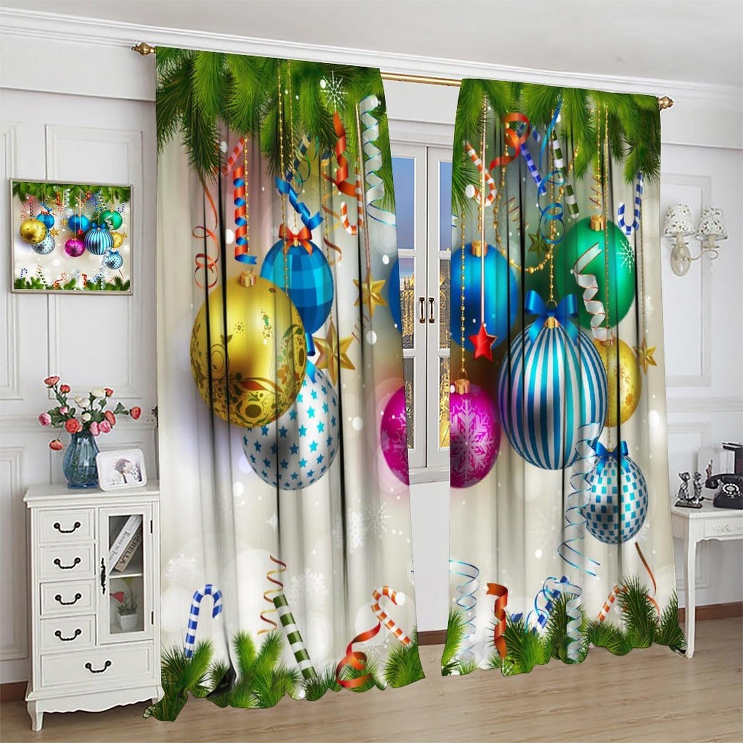 ICMOLYYENLO Christmas Curtains Winter Snowman Christmas Snowflake Rod Pocket Curtains for Bedroom Living Room Christmas Decoration New Year Gift 42x45 Inch Decor 2 Piece Set