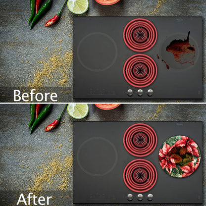 Tucocoo Christmas Electric Stove Burner Covers,4 Pcs Holiday Decor Round Stove Burner Cover,8 Inches and 10 Inches,Santa Claus Gas Stove Burner Cover,Metal Cooktop Kitchen Decorative