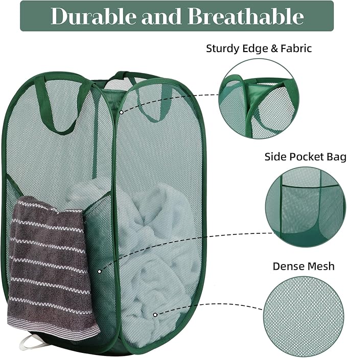 Durable Collapsible Laundry Baskets, Tear-resistant Pop Up Hamper