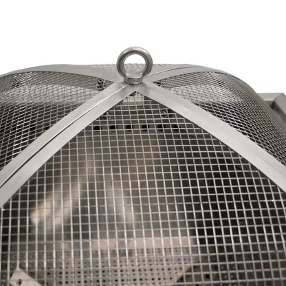 Blue Sky Outdoor Living Fire Pit Accessories - 19.30 x 7.50 Square Domed Stainless Steel Spark Screen & Screen Lift with 304 Stainless Steel Finish & Fits Stainless Steel Square Peak
