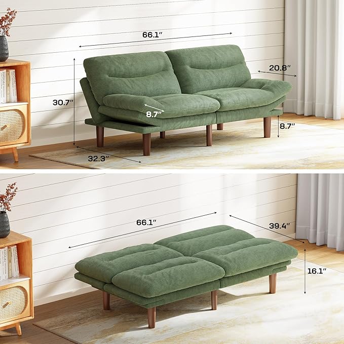 Marsail 66" Futon Sofa Bed, Futon Couch