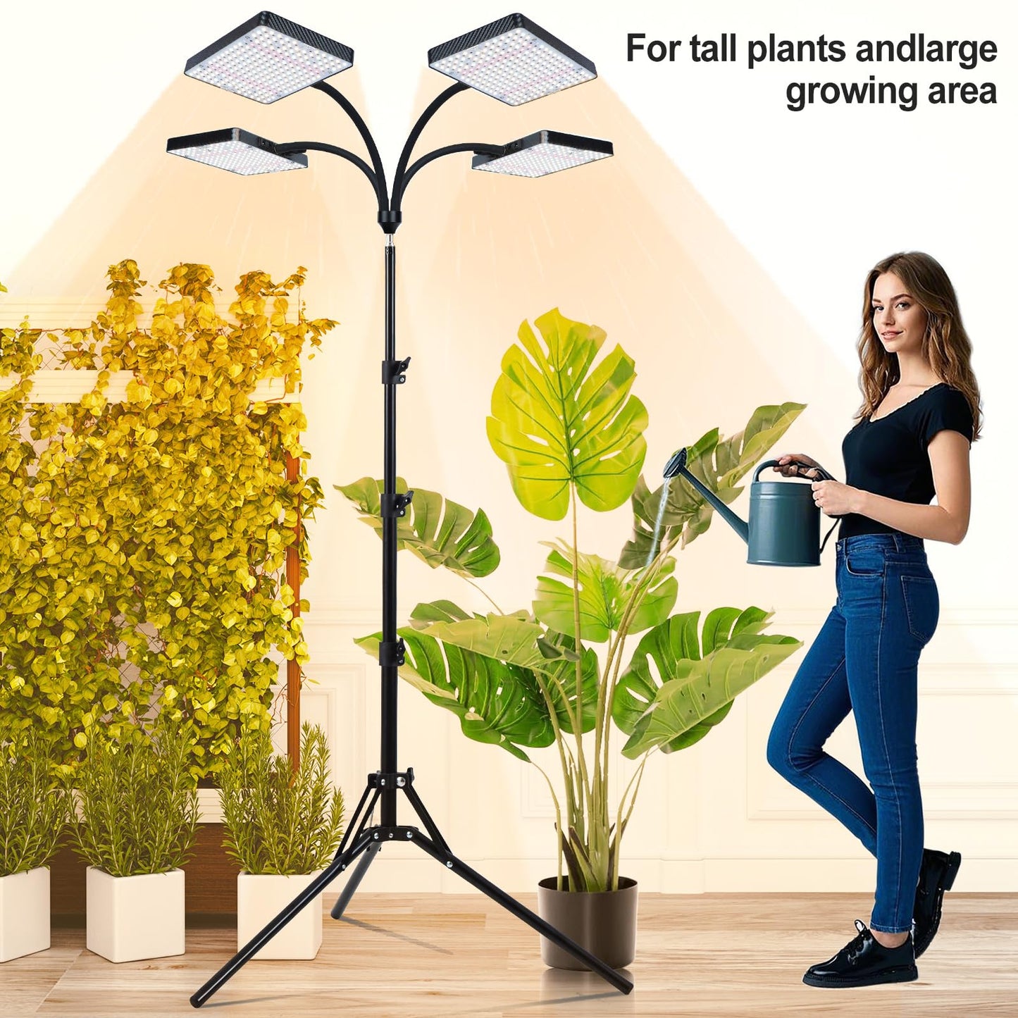 Orchbloom Grow Lights for Indoor Plants 100W, Natural Sunlight Full Spectrum Plant Growing Lamps for Houseplants & Bonsai Tree, 4/8/12/16/20 Hr Timer Plant Light Auto On/Off Everyday