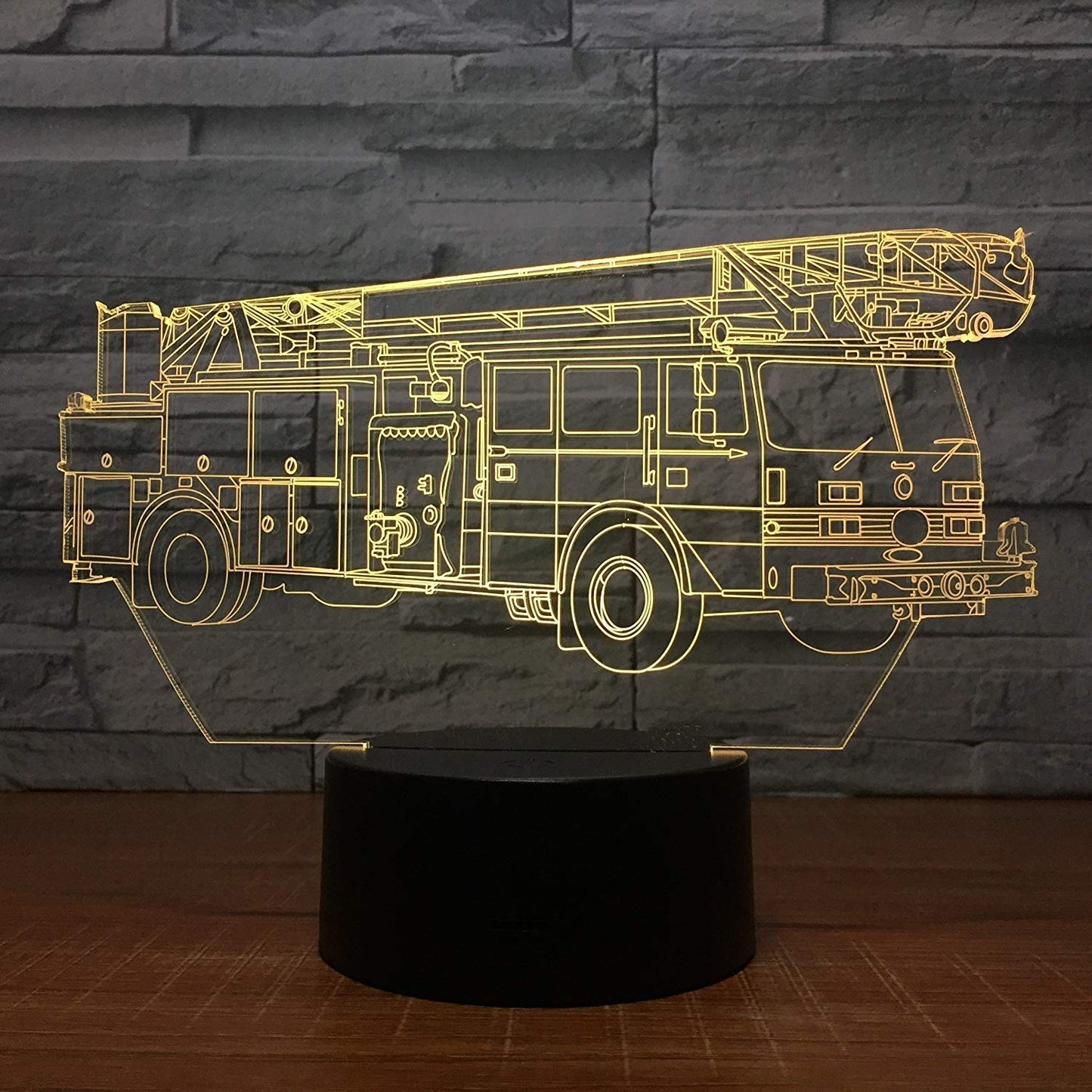 YTDZLTD Creative 3D Fire Truck Night Light 16 Colors Changing USB Power Remote Control Touch Switch Decor Lamp Optical Illusion Lamp LED Table Desk Lamps