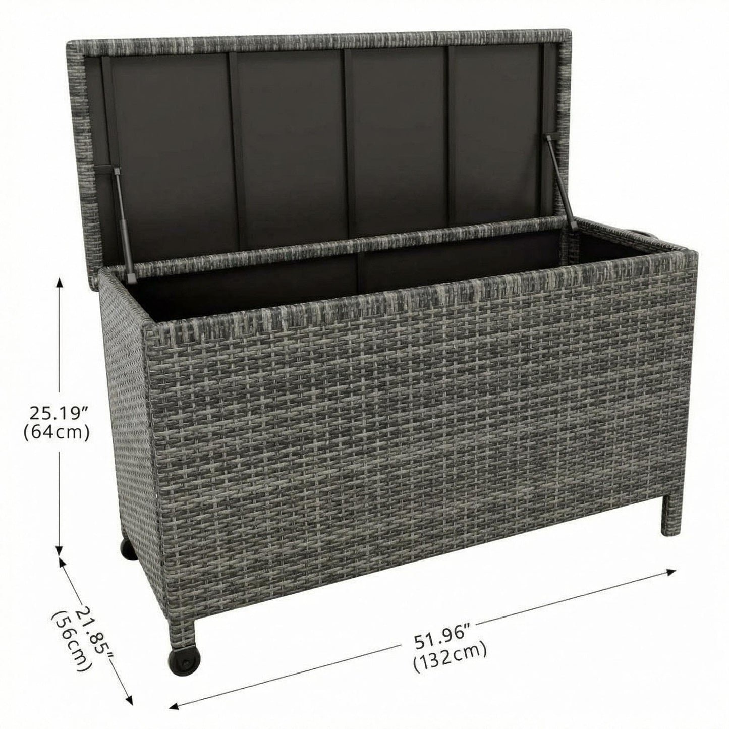 IDEALHOUSE 125 Gallon Outdoor Storage Deck Box with Wheels, Waterproof PE Rattan Garden Storage Chest for Patio, Balcony, Poolside, and Backyard, Portable Storage Container with Handles, Gary