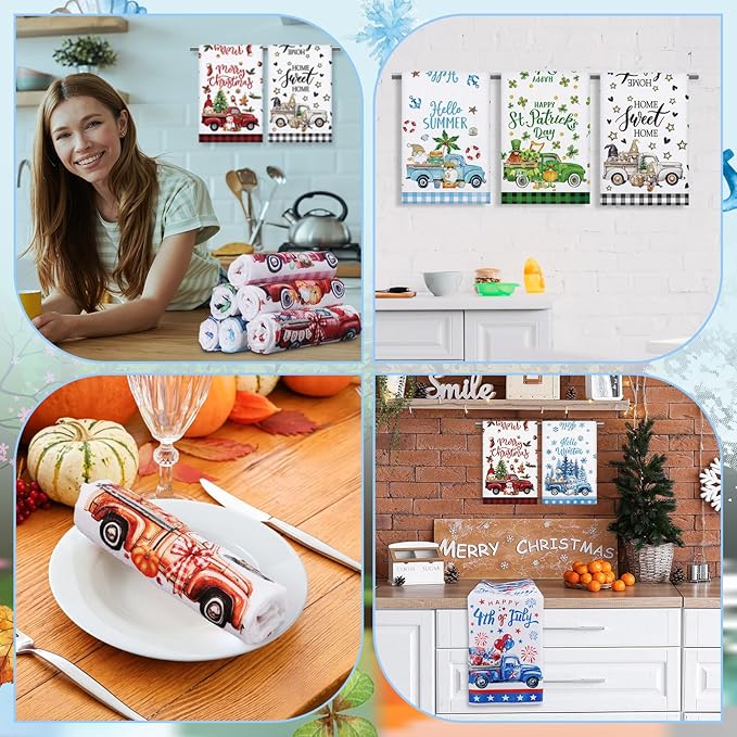 12 Pcs Seasonal Kitchen Towels Set