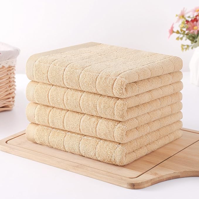 Homaxy 100% Cotton Terry Kitchen Towels, Checkered Designed, Soft and Super