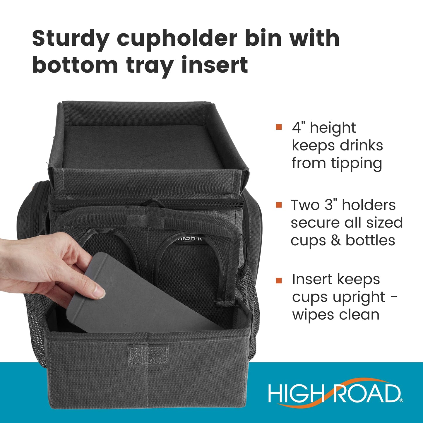 High Road CarHop Car Seat Organizer for the Front or Back Seat for Kids and Adults with Cup Holder Tray, Side Pockets and Cooler Compartment
