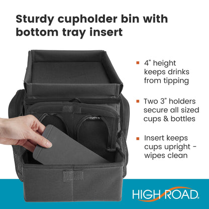 High Road CarHop Car Seat Organizer for the Front or Back Seat for Kids and Adults with Cup Holder Tray, Side Pockets and Cooler Compartment