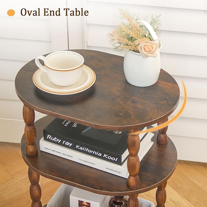MaxSmeo Side Table with Charging Station, 3-Tier Small End Table with USB Ports