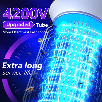 Solar Bug Zapper Outdoor, 4200V Effective Mosquito Zapper, 4-in-1 Cordless Rechargeable Fly Zapper with 6000mAh Battery, Waterproof & Portable Insect Zapper for Patio, Camping, Home Black