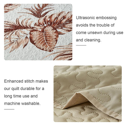 OARAGE Quilt Bedding Set, Beige King/Cal King Comforter Set, Bedding Comforter Sets, Soft Lightweight Bedspread, Ultrasonic Microfiber Bed Coverlet for All Season (1 Quilt,2 Sham)