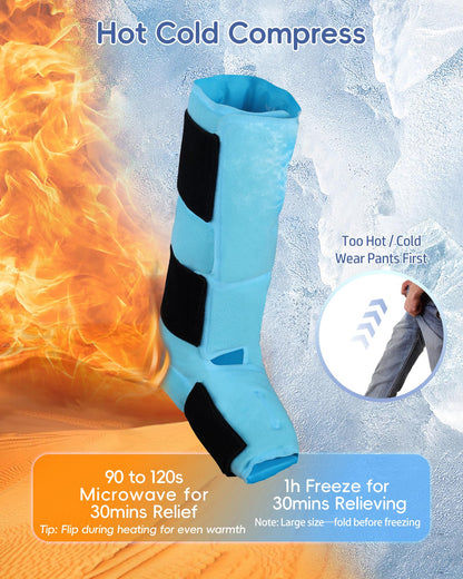 Comfytemp Ankle Foot Ice Pack Wrap, Reusable Leg Ice Boot for Injury, Achilles Tendonitis, Shin Splint, Plantar Fasciitis, Hot & Cold Compression, Sprained Ankles Brace, Post Surgery